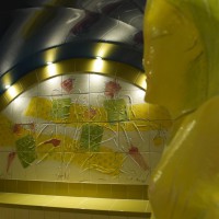 Dampfbad Vierordtbad Karlsruhe Hilpert Keramik mit Majolika Wandbild von Wolfgang Thiel