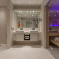 Privat Spa KOC Wellness Sauna Wohnbad Designbad Waschtisch Doppelwaschtisch zuhause daheim LED Beleuchtung Licht