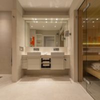 Privat Spa KOC Wellness Sauna Wohnbad Designbad Waschtisch Doppelwaschtisch zuhause daheim LED Beleuchtung Licht