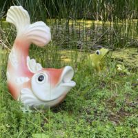 Brunnenfigur-Wasserspeier-Fisch-Keramik-Brunnen-Teich-See-Bachlauf-Garten