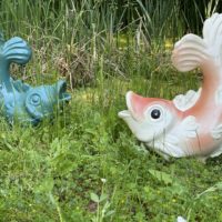 Brunnenfigur-Wasserspeier-Fisch-Keramik-Brunnen-Teich-See-Bachlauf-Garten