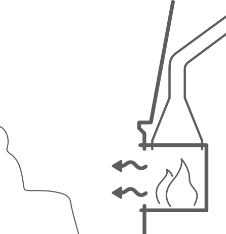 Piktogram Bauarten Schemabild offener Kamin