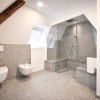Privatbad Dampfdusche Privatspa Dampfbad Dusche Privat Zuhause Badezimmer Wohnhaus Umbau Dachschräge Dachgeschoss