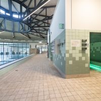 Dampfbad Außenansicht von der Schwimmhalle im Badehaus Benrath (Düsseldorf)