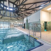 Dampfbad Außenansicht von der Schwimmhalle im Badehaus Benrath (Düsseldorf)
